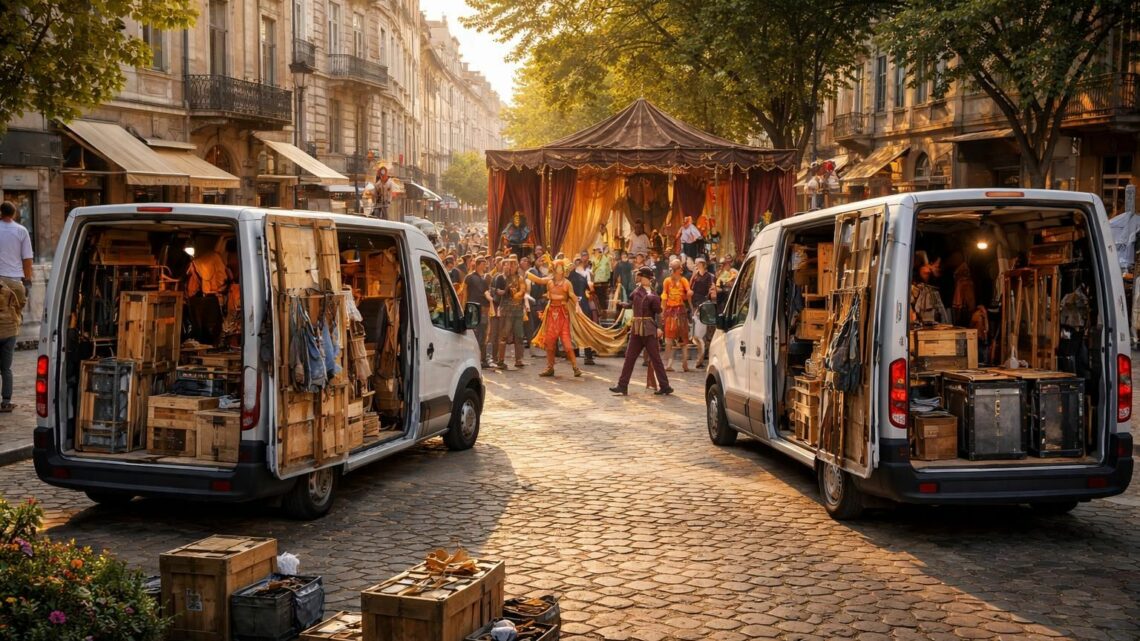 Le théâtre de rue et transport de décors avec Renault Master et Iveco Daily aménagés