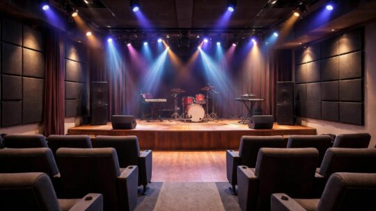 Transformer votre sous-sol en salle de spectacle avec une isolation acoustique et un éclairage scénique